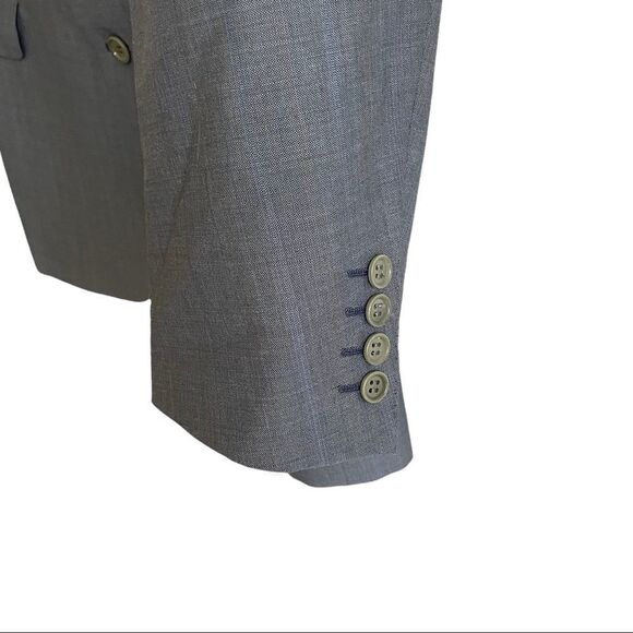 LANVIN Wool Gray Blue Copper PinStripe Button Front Blazer Jacket 44R - Picture 6 of 13